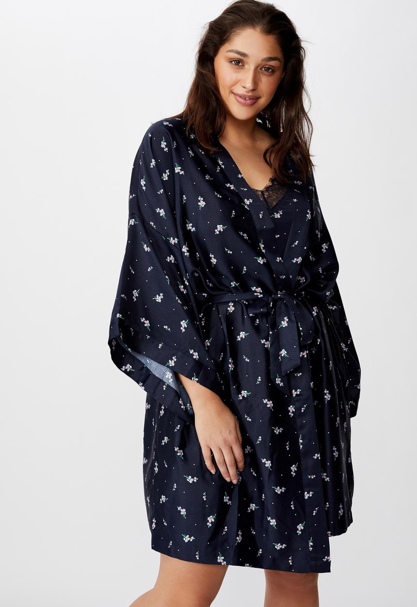 Cotton On - Curve satin kimono gown - multi 