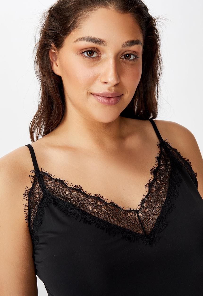 Cotton On - Curve slinky nightie - black