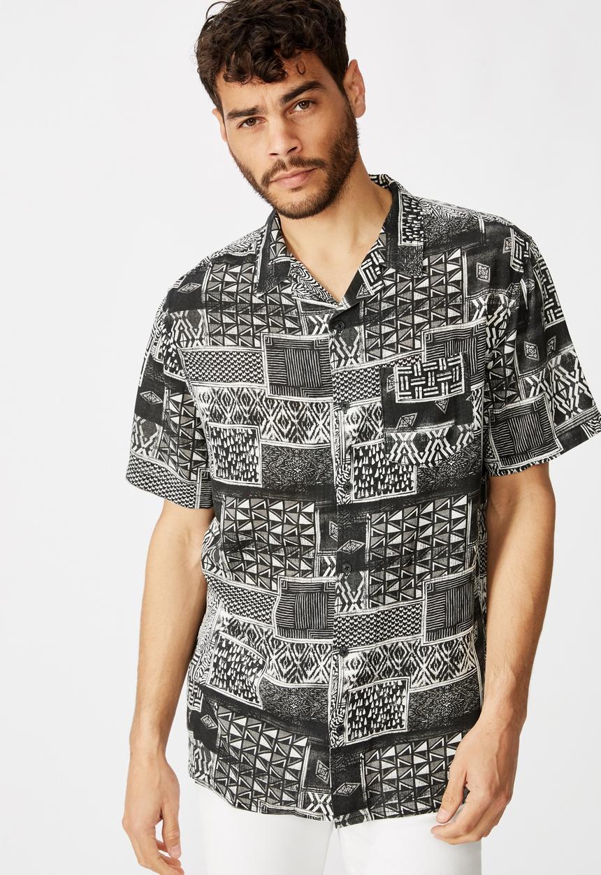 Cotton On - 91 short sleeve shirt - black & white 
