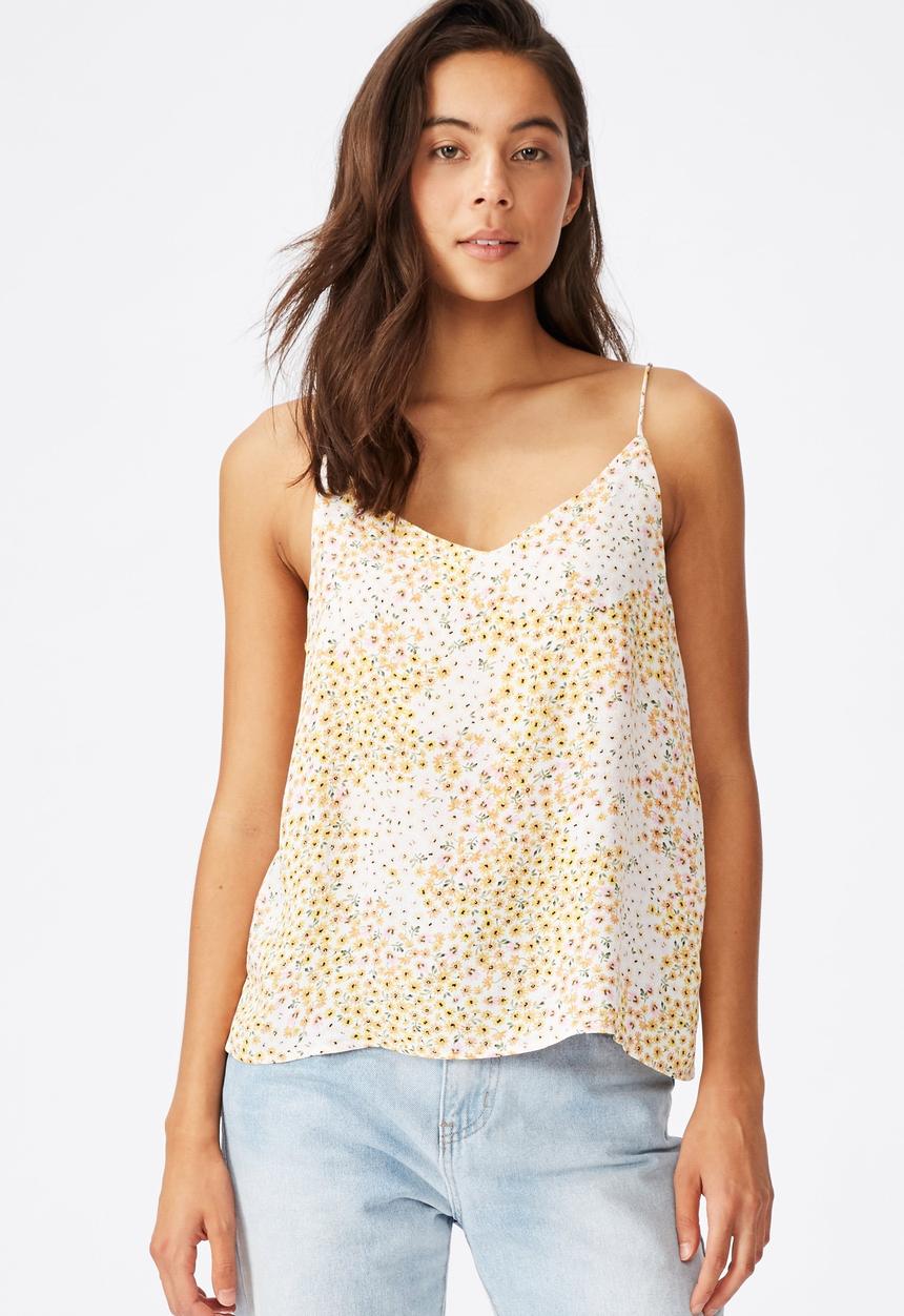 Cotton On - Astrid cami mandy multi ditsy - white & yellow