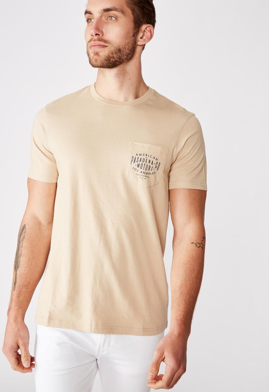 Cotton On - Tbar text short sleeve tee - tan