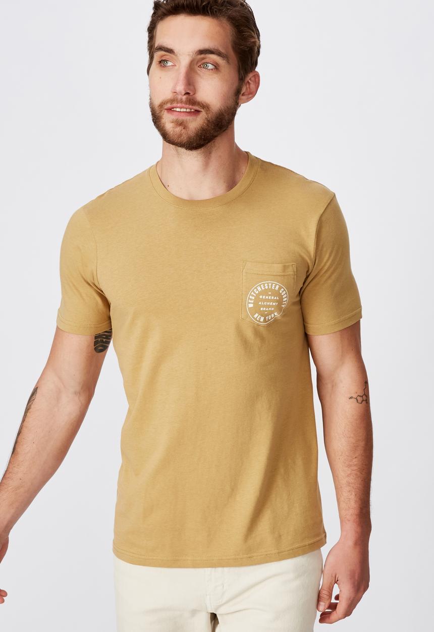 Cotton On - Tbar text short sleeve tee - beige