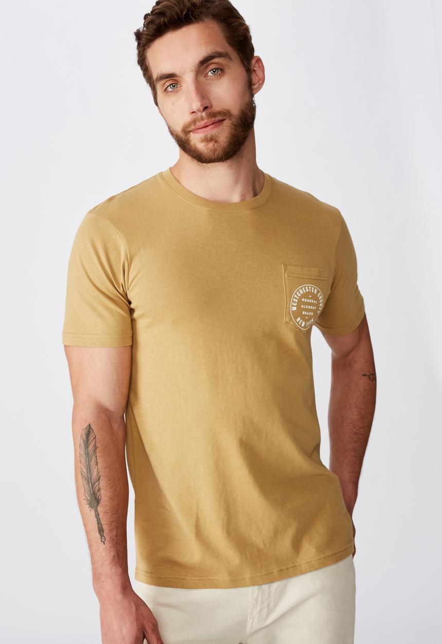 Cotton On - Tbar text short sleeve tee - beige