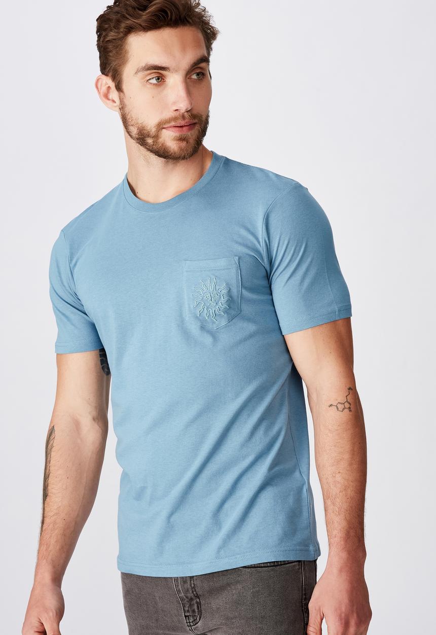 Cotton On - Tbar text short sleeve tee - blue