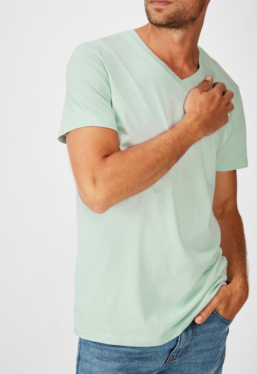 Cotton On - Essential short sleeve v neck tee - blue