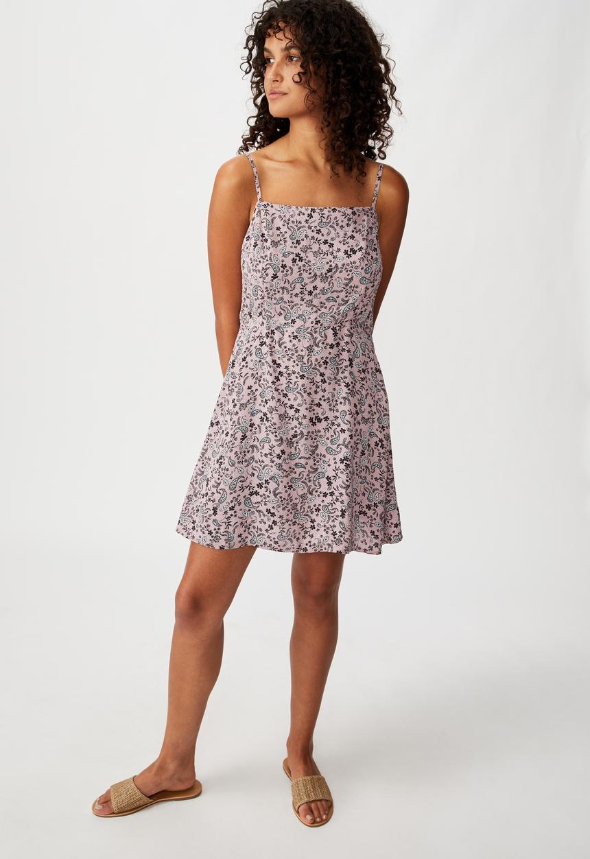 Cotton On - Woven kendall mini dress blair floral - purple & black