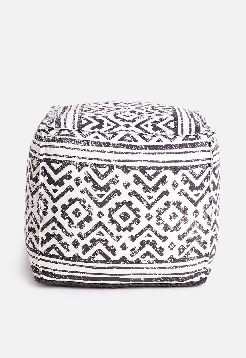 Sixth Floor - Caddo printed ottoman - black & white