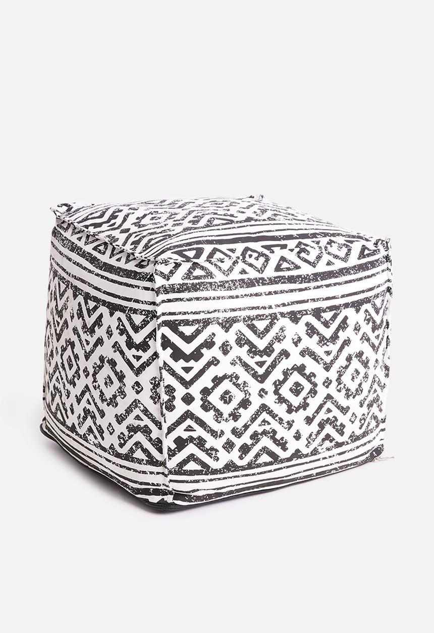 Sixth Floor - Caddo printed ottoman - black & white