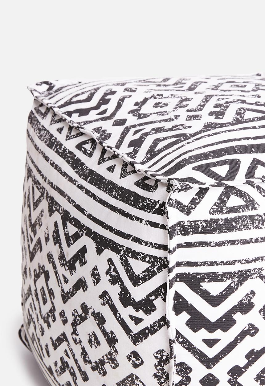 Sixth Floor - Caddo printed ottoman - black & white