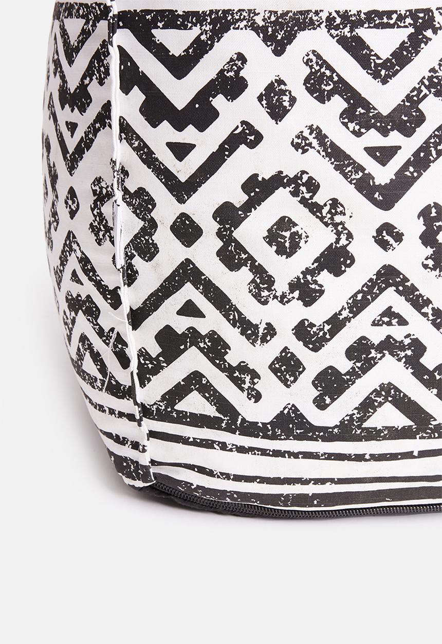 Sixth Floor - Caddo printed ottoman - black & white