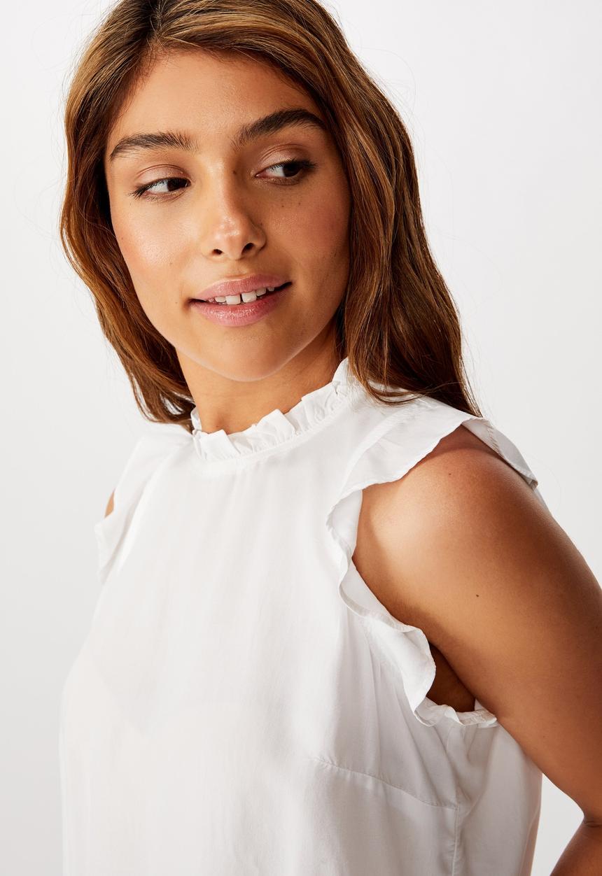 Cotton On - Sunny days sleeveless frill tank - white