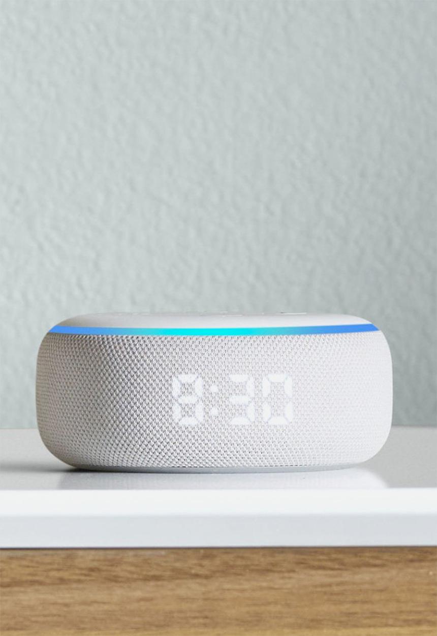 Amazon - Amazon echo dot 3rd gen with clock - sandstone