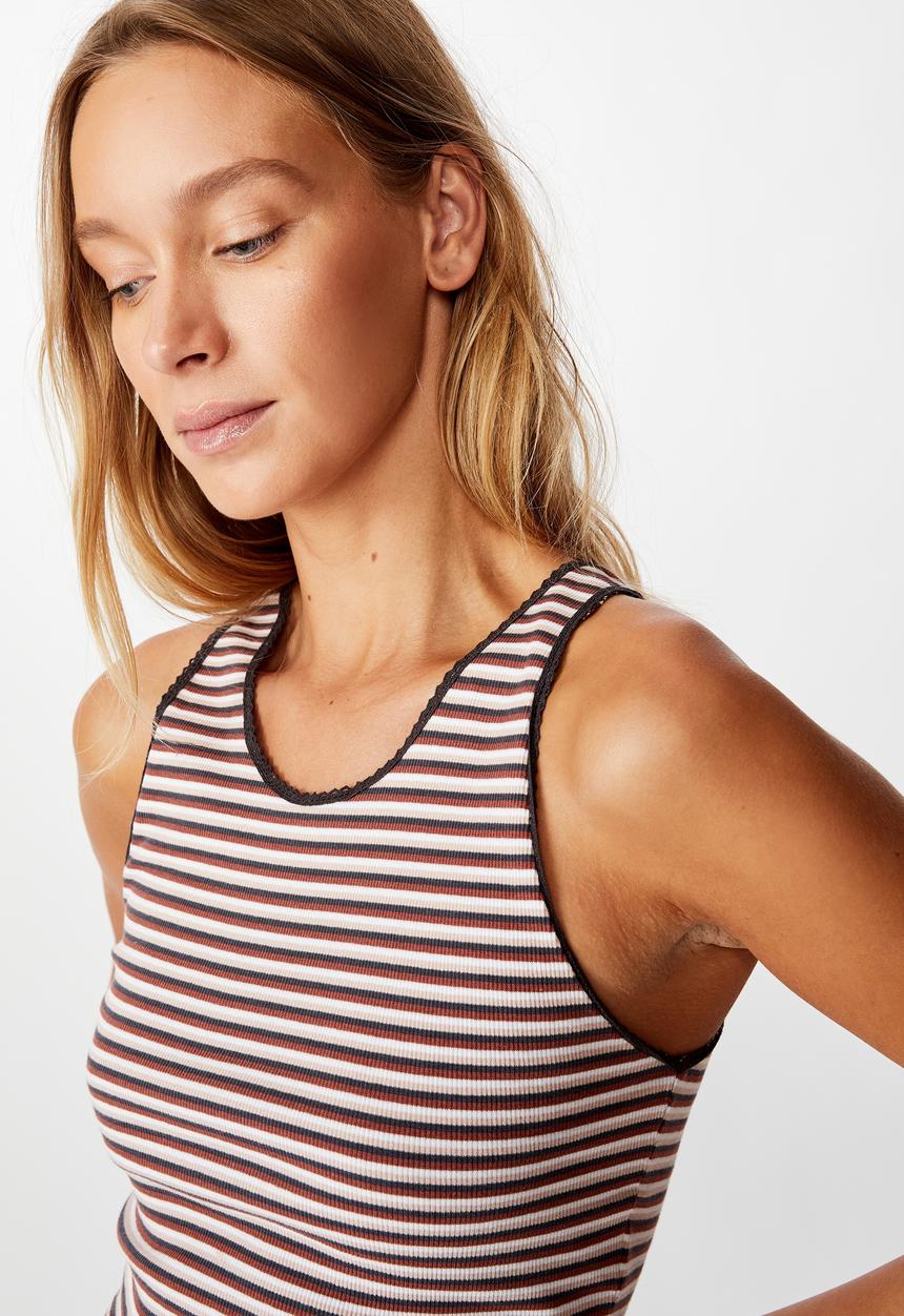 Cotton On - The sweetheart tank top heart stripes - multi