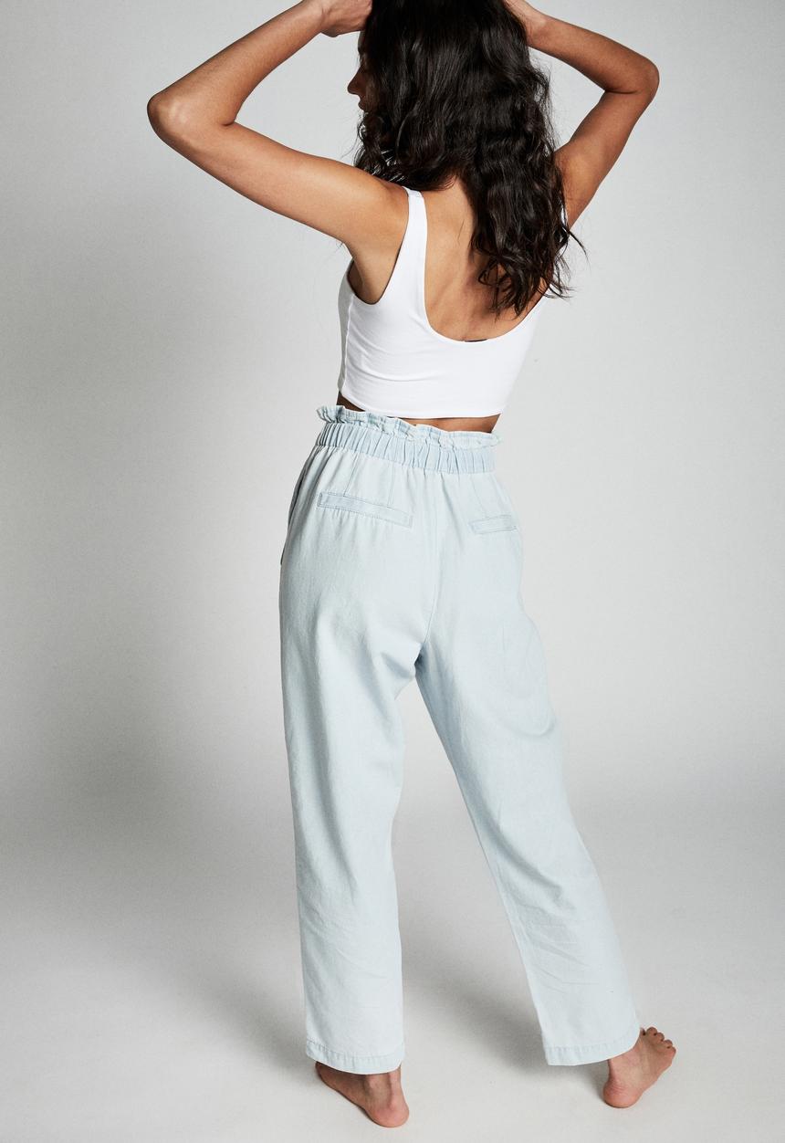 Cotton On - Paperbag pants - blue