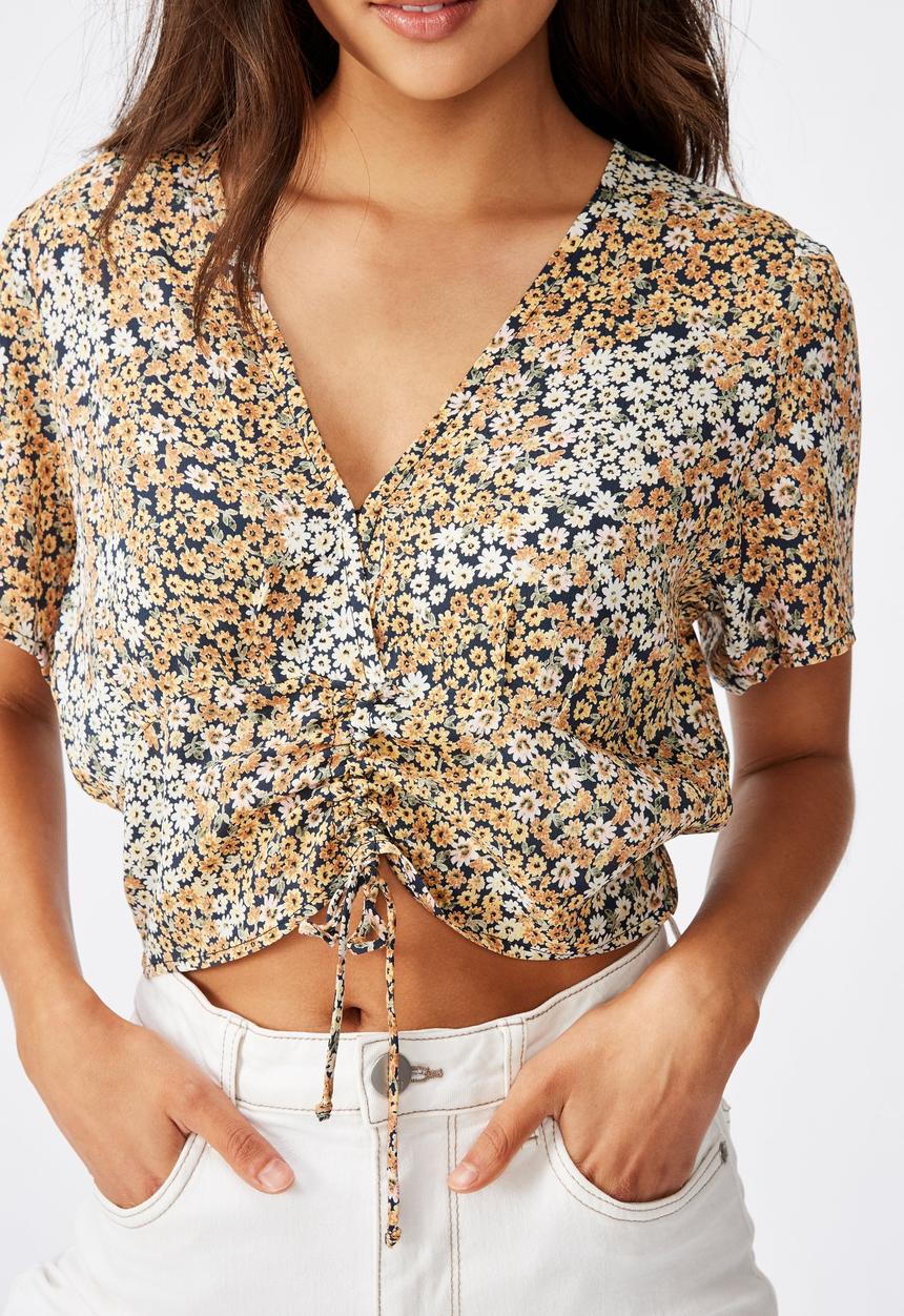 Cotton On - The ultimate rouched front tea blouse mandy multi ditsy - multi