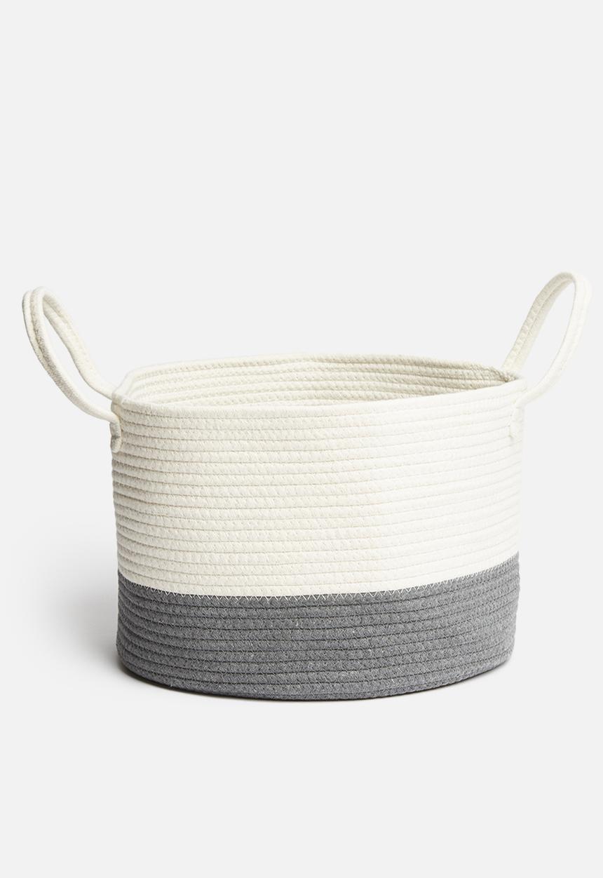 Sixth Floor - Cotton rope belly storage basket - white & grey