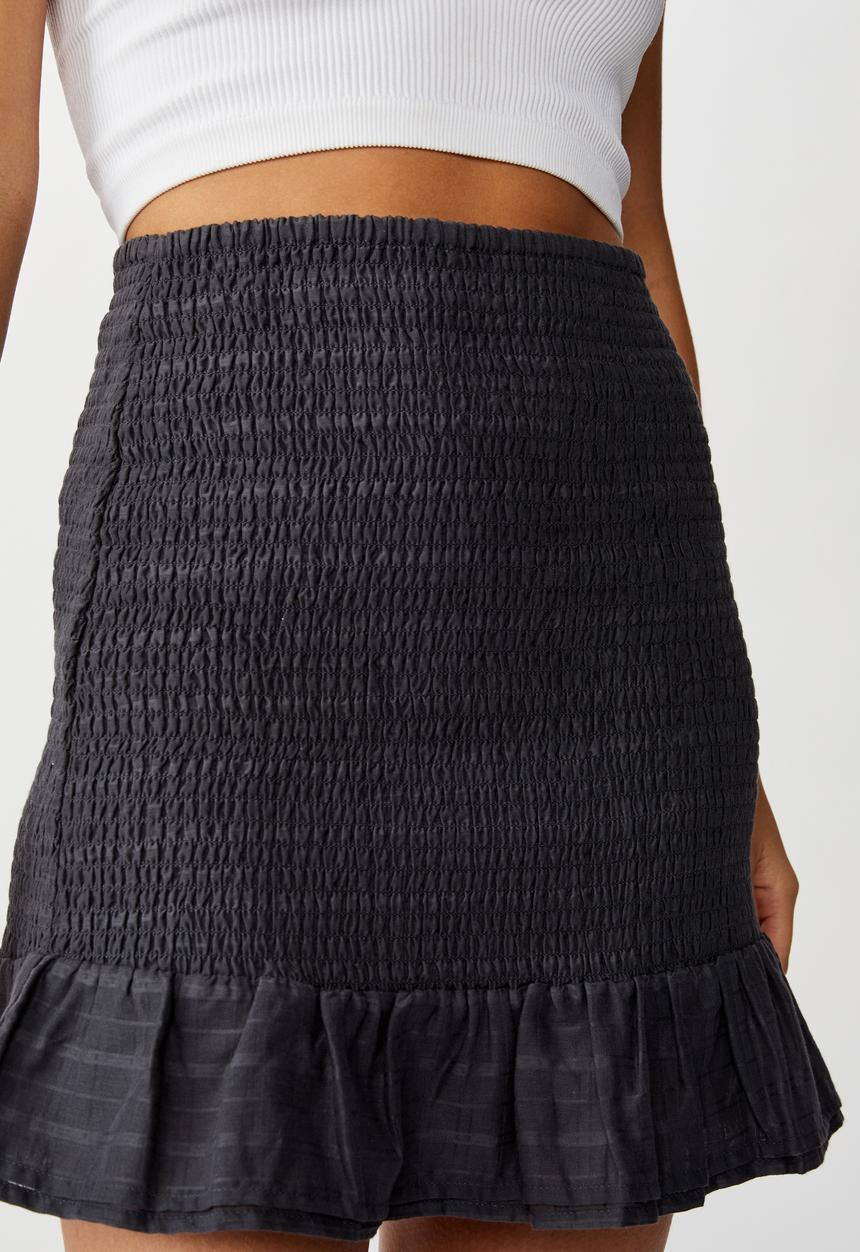 Cotton On - Shirred mini skirt - black & grey