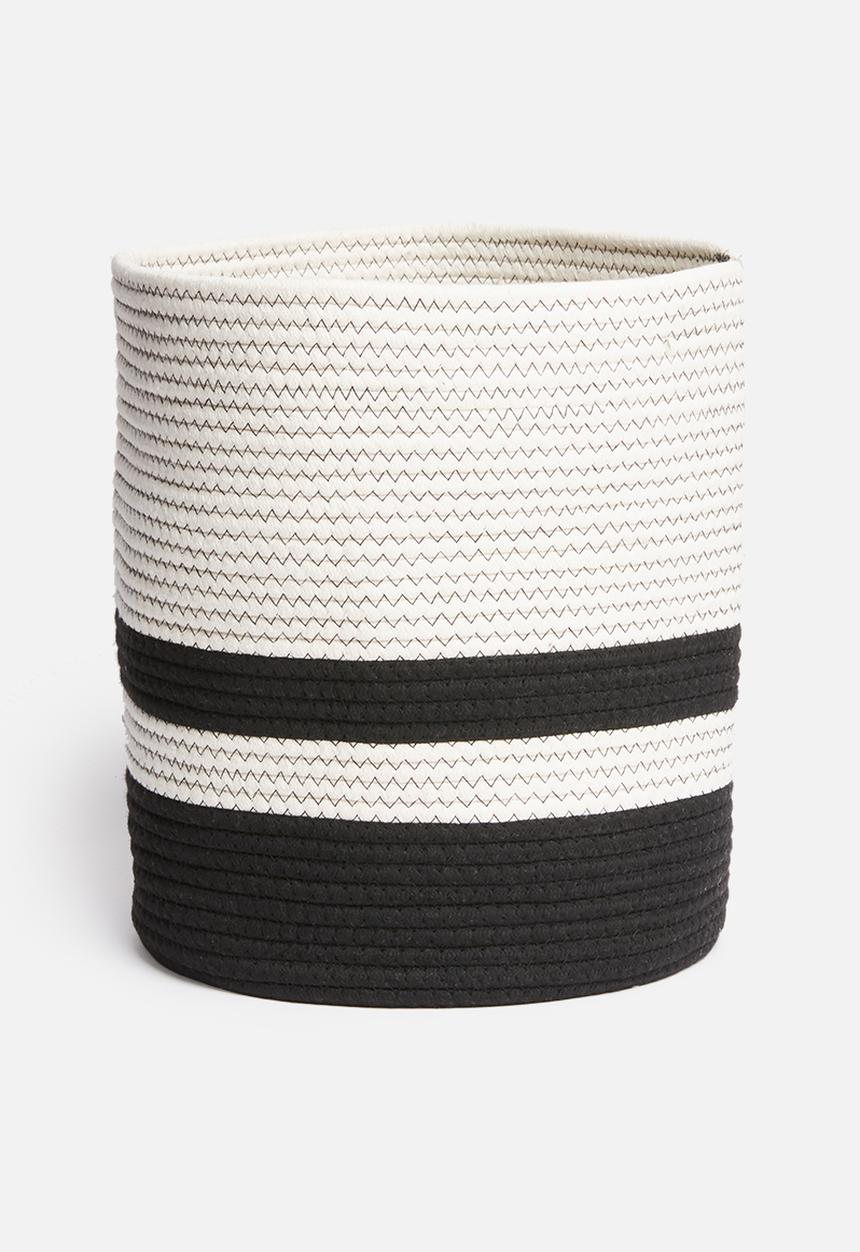 Sixth Floor - Two-toned cotton rope basket - black