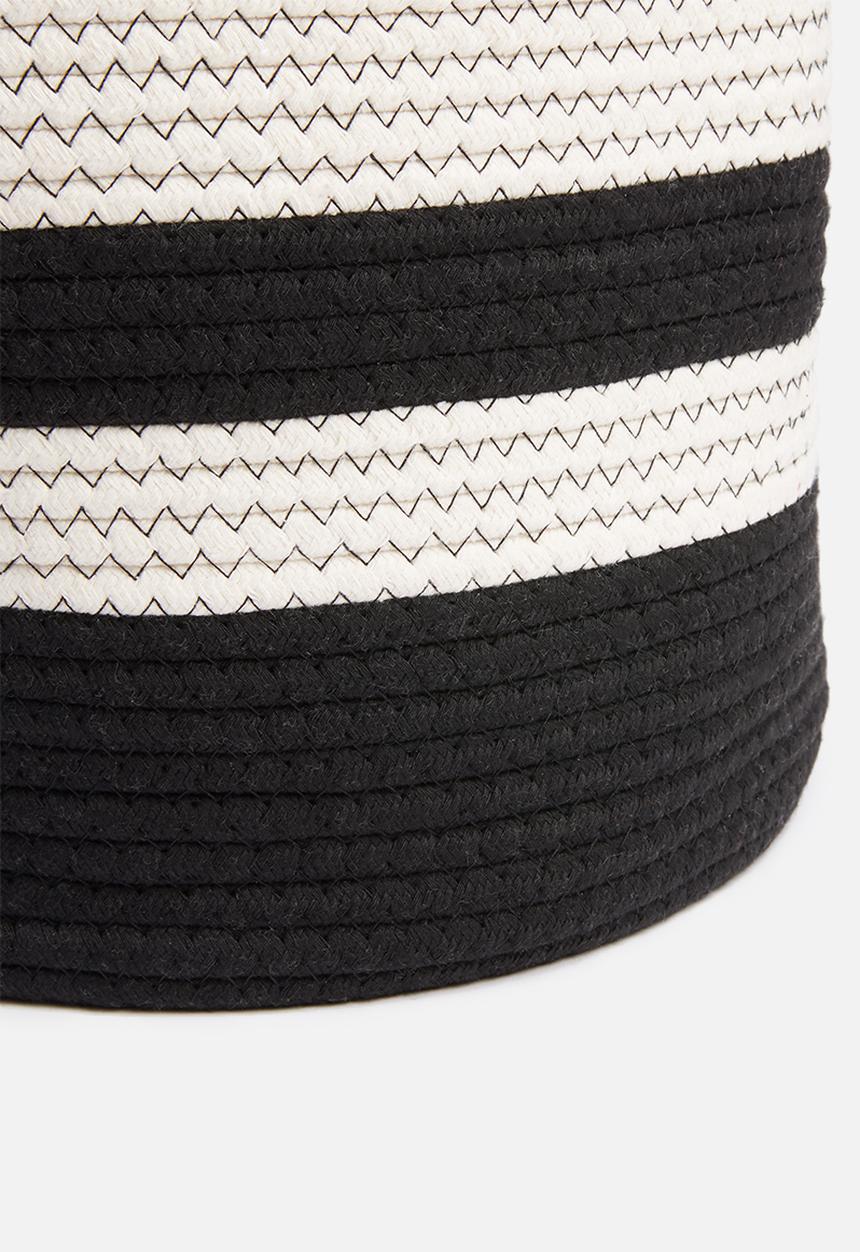 Sixth Floor - Two-toned cotton rope basket - black
