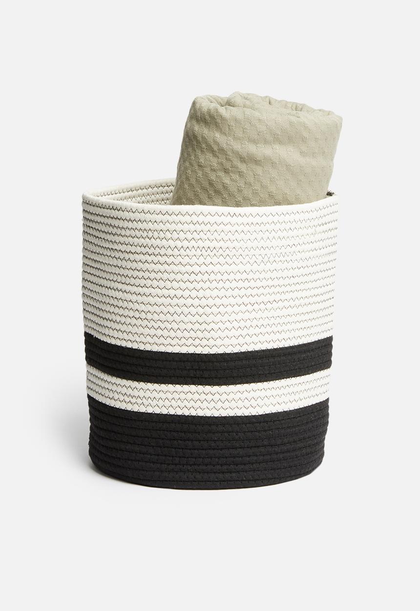 Sixth Floor - Two-toned cotton rope basket - black