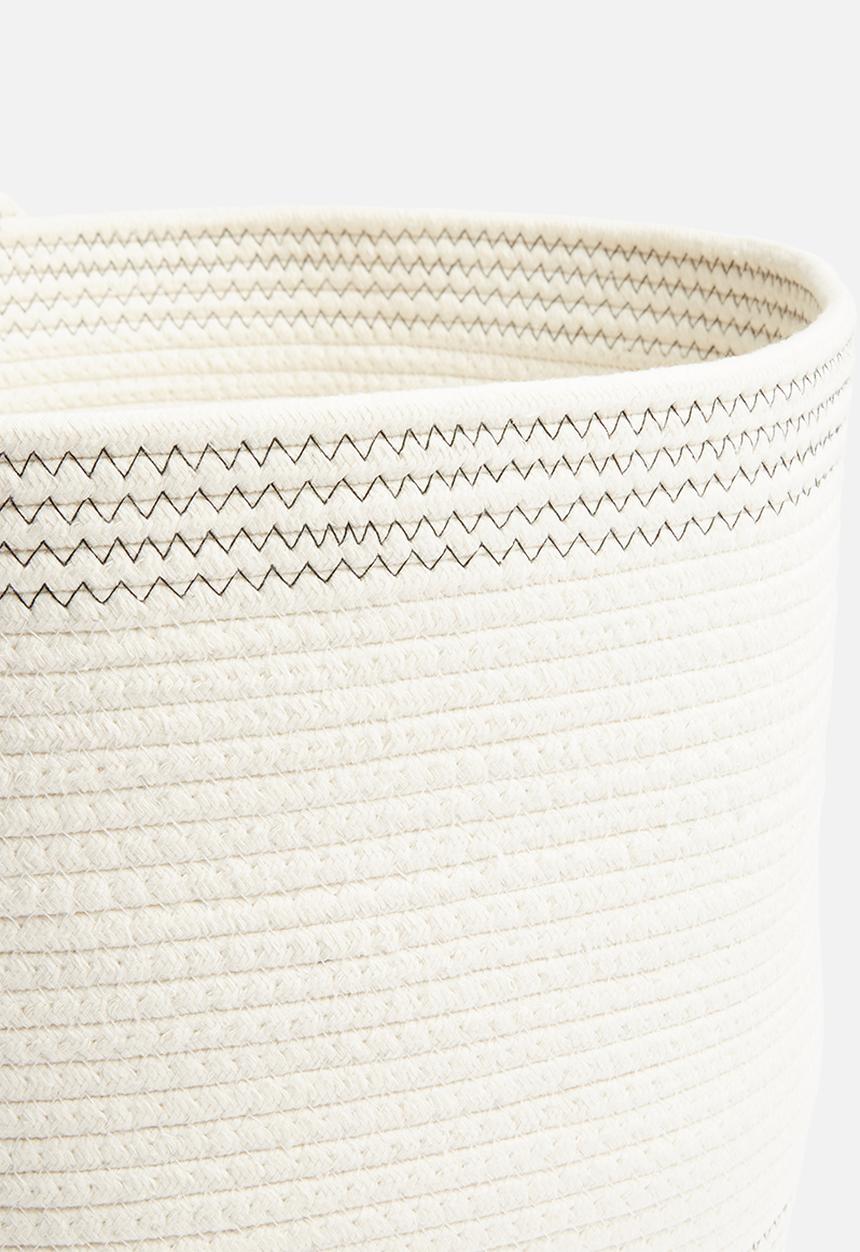 Sixth Floor - Round cotton rope basket - white & grey