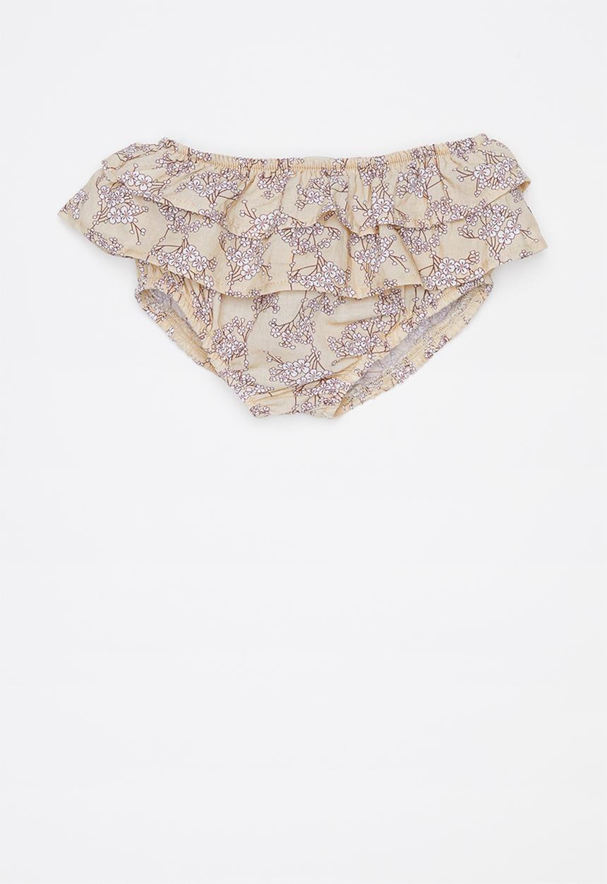 Sticky Fudge - Lilly frill diaper cover - beige & white