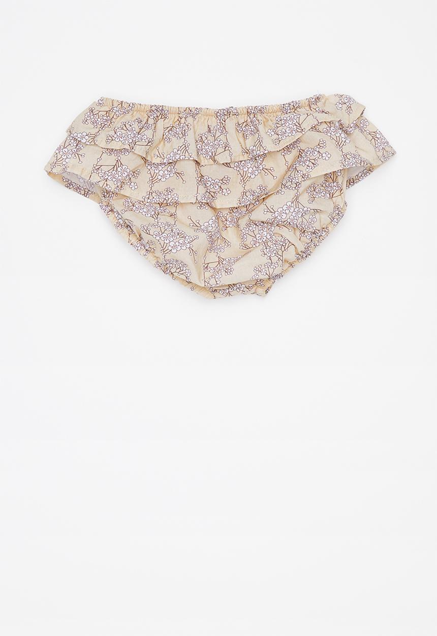 Sticky Fudge - Lilly frill diaper cover - beige & white