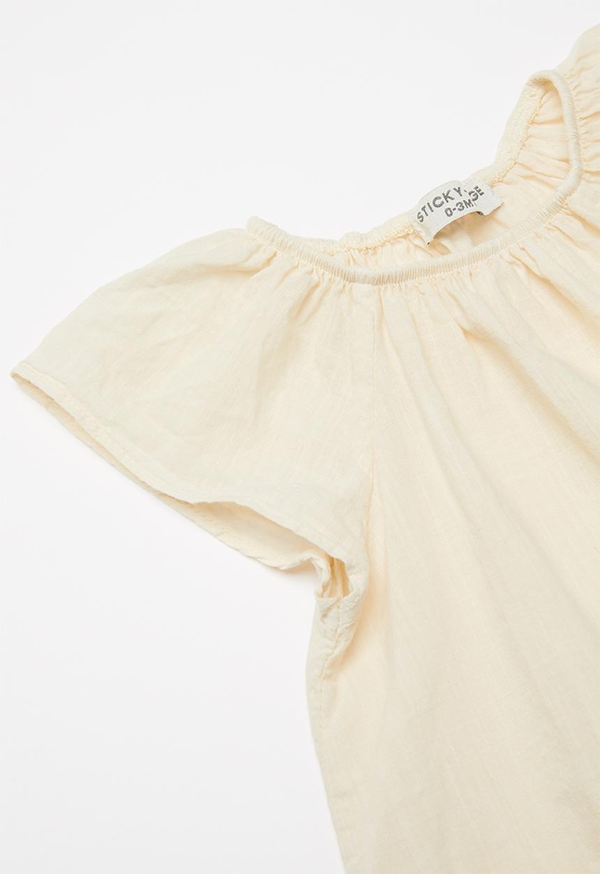 Sticky Fudge - Angora cap sleeve blouse - beige