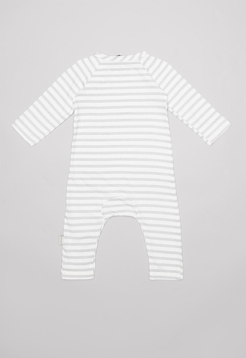 Sticky Fudge - Stripe long sleeve babygrow - grey & white