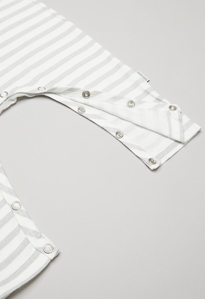 Sticky Fudge - Stripe long sleeve babygrow - grey & white