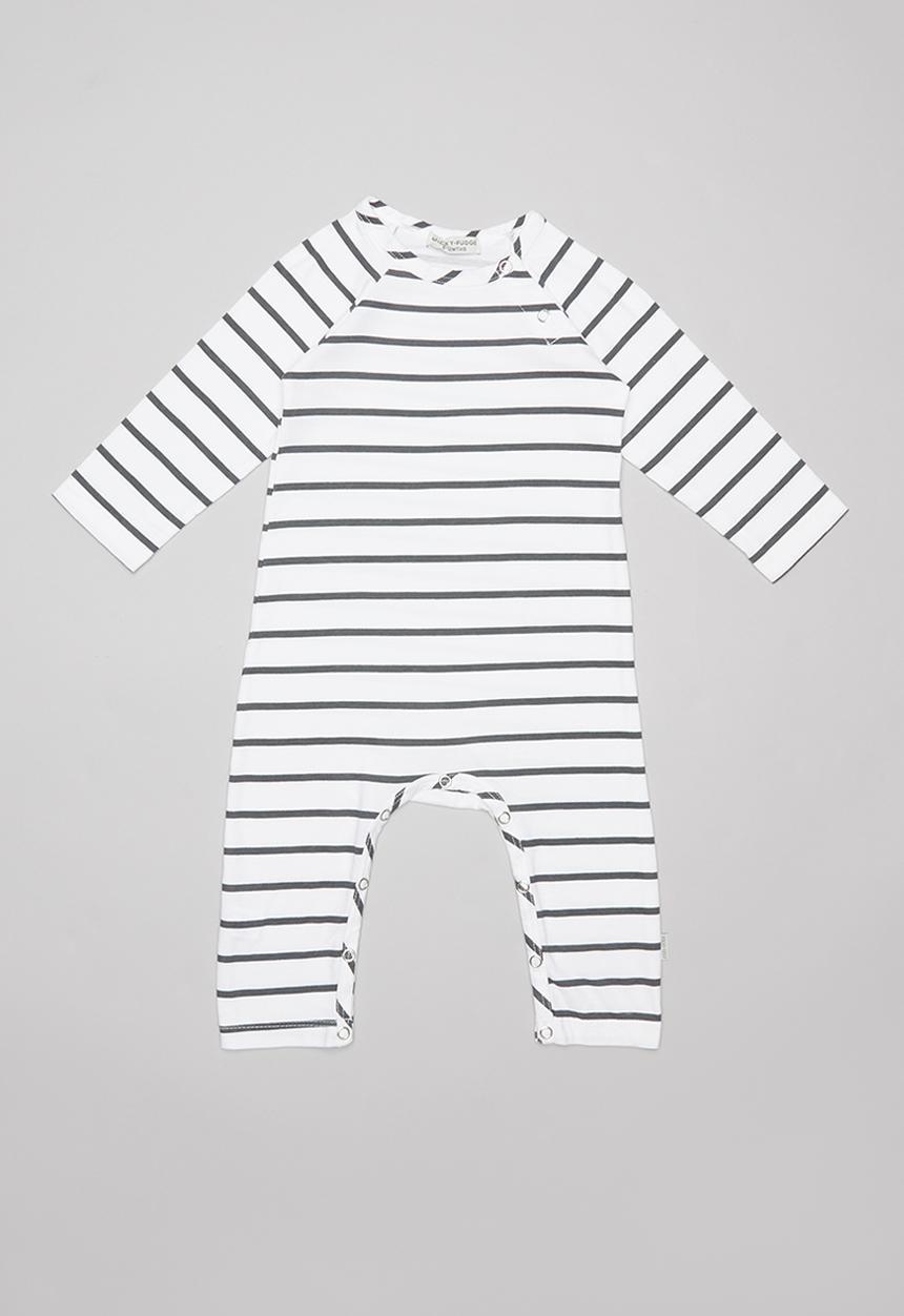 Sticky Fudge - Stripe long sleeve babygrow - black & white