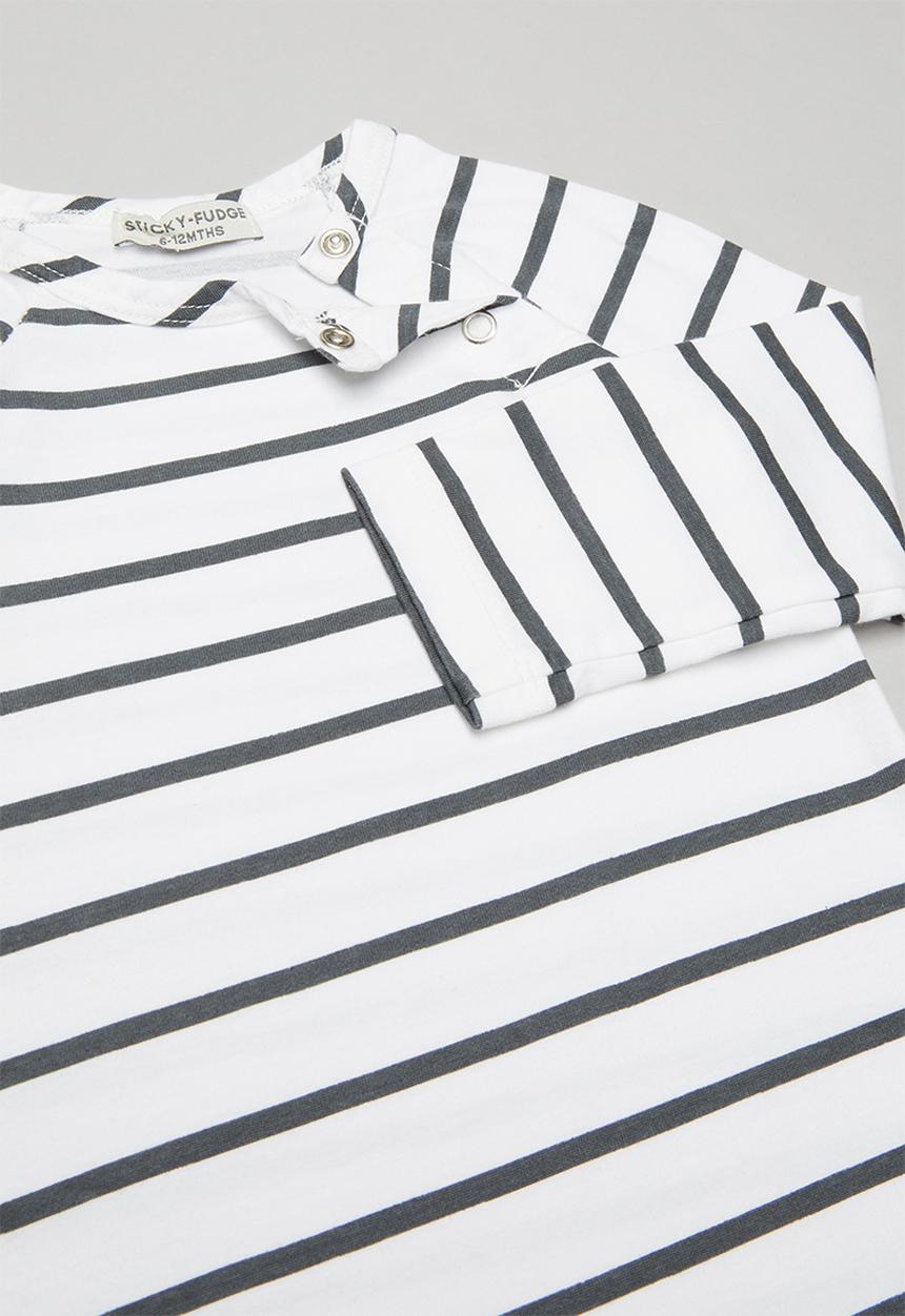 Sticky Fudge - Stripe long sleeve babygrow - black & white