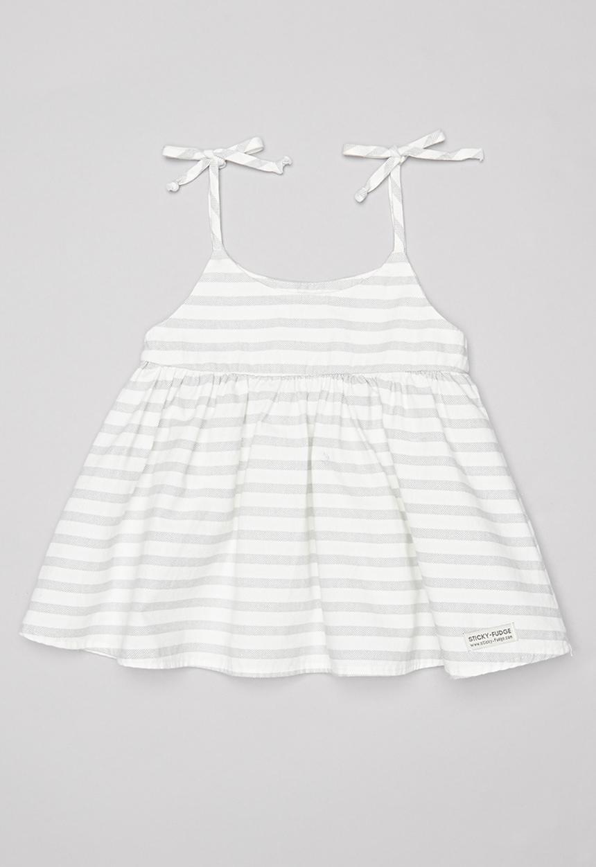 Sticky Fudge - Stripe summer dress - grey & white