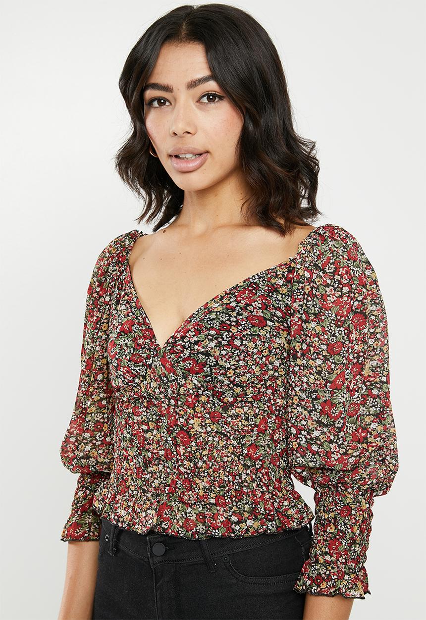 Missguided - Floral milkmaid shirred top - multi
