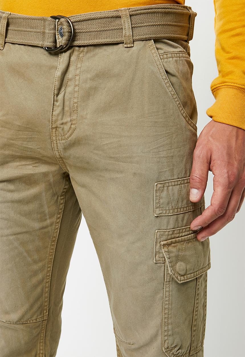 STYLE REPUBLIC - Belted cargo pants - beige