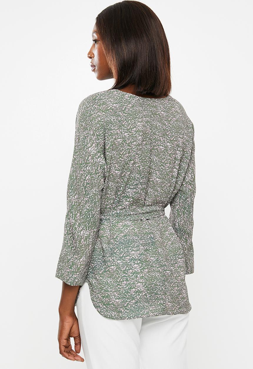 edit - 3/4 Sleeve tunic - green & pink