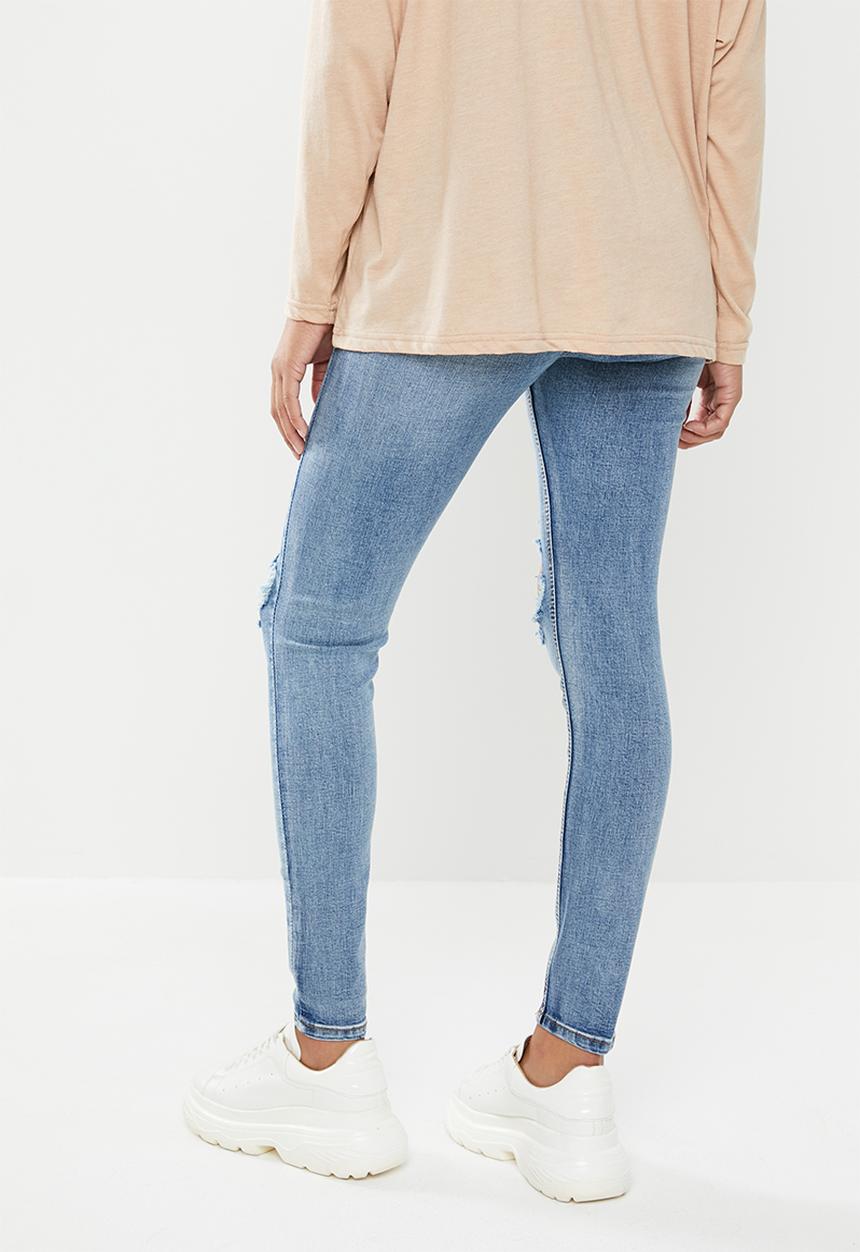 Missguided - Sinner highwaisted distress open knee - blue