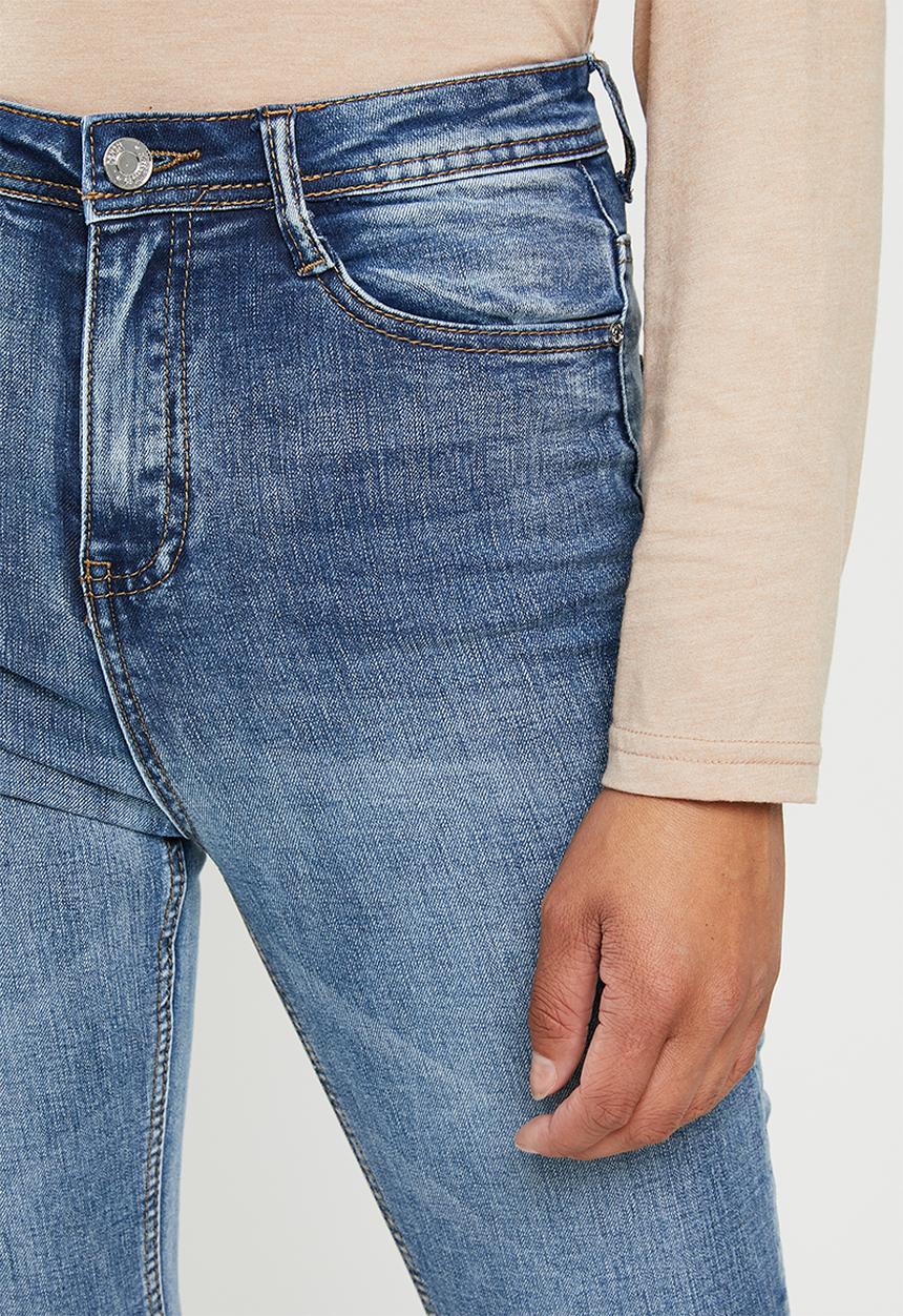 Missguided - Sinner highwaisted distress open knee - blue