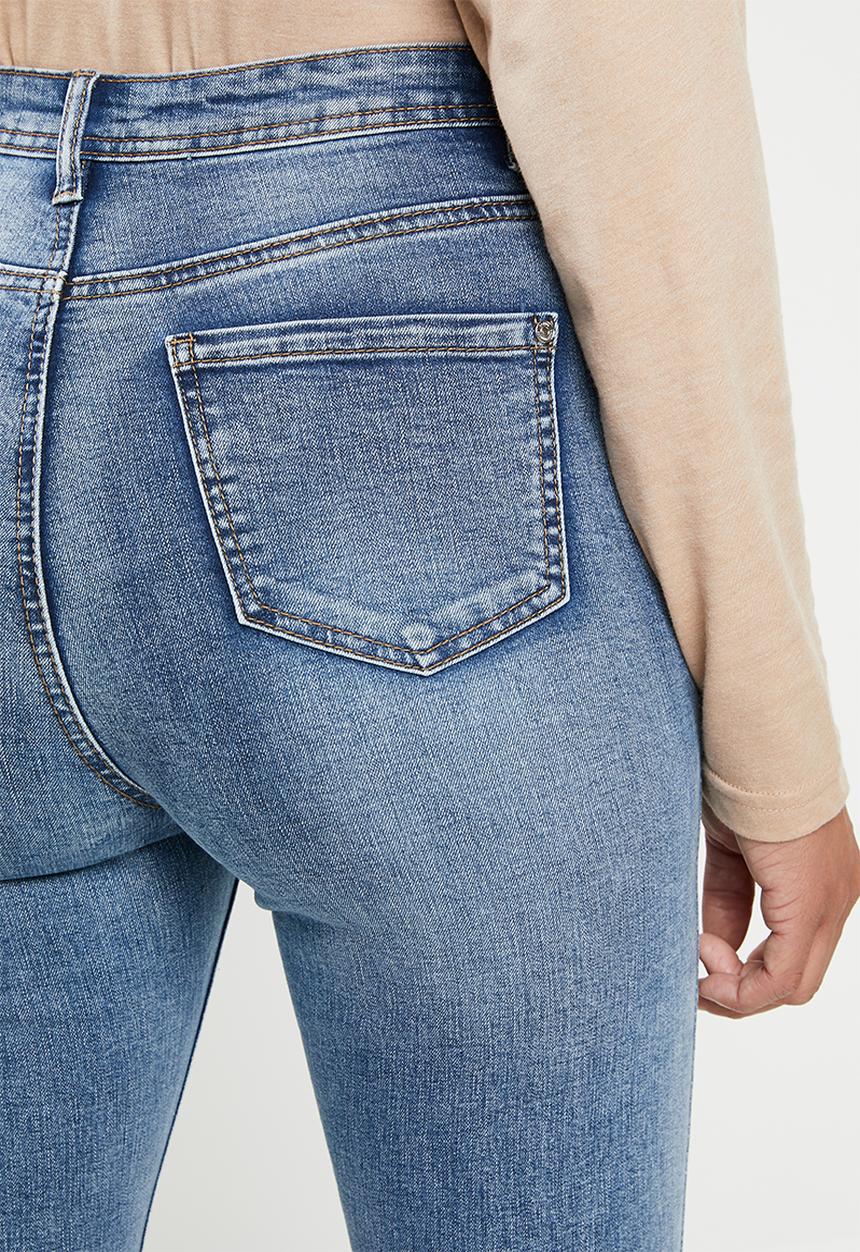 Missguided - Sinner highwaisted distress open knee - blue
