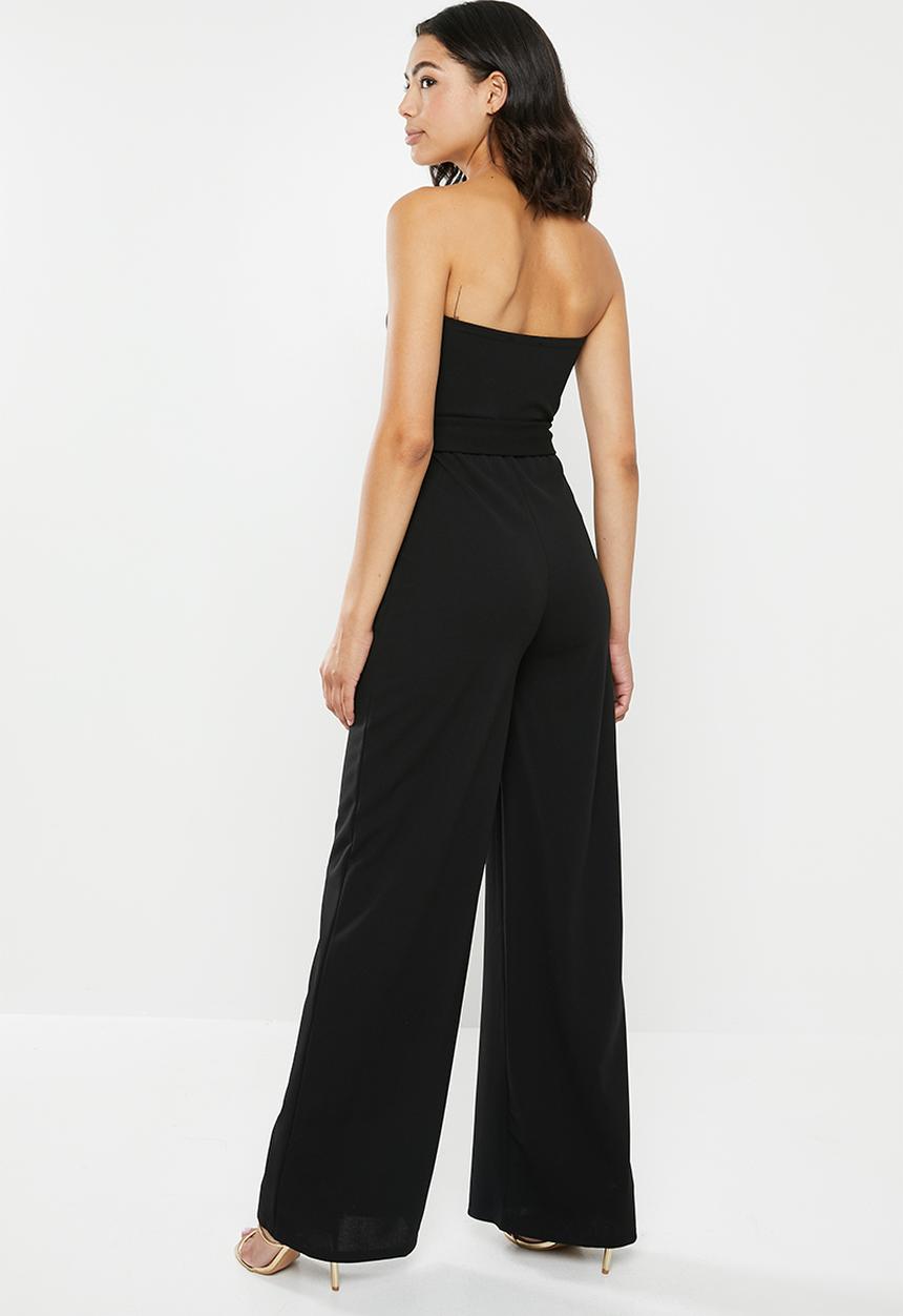 Missguided - Bandeau diamante buckle jumpsuit - black