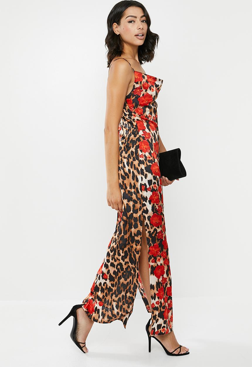 Missguided - Leopard print cowl cami midi dress - multi 