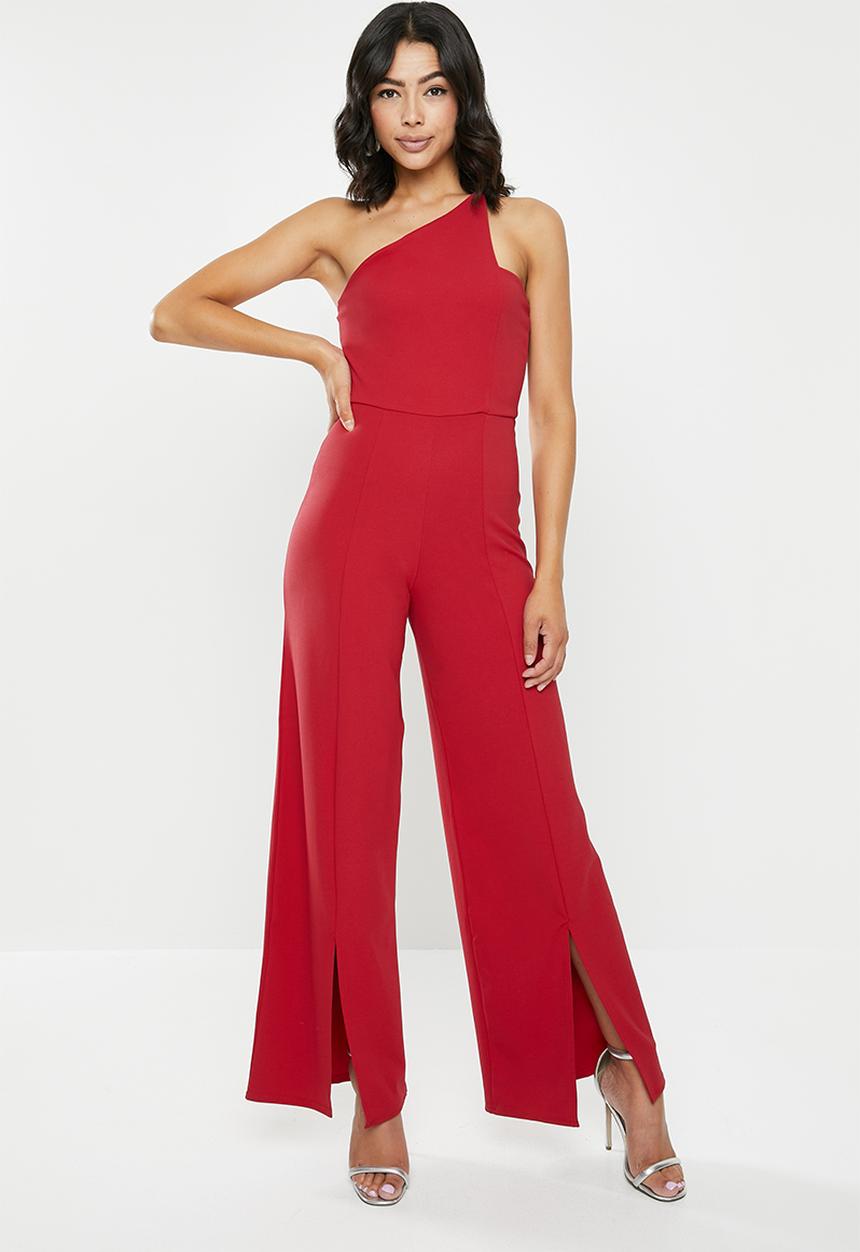 Missguided - Cut out detail slit front trouser jumpsuit - red