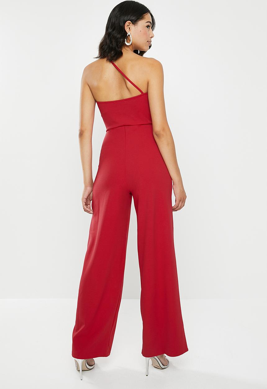 Missguided - Cut out detail slit front trouser jumpsuit - red