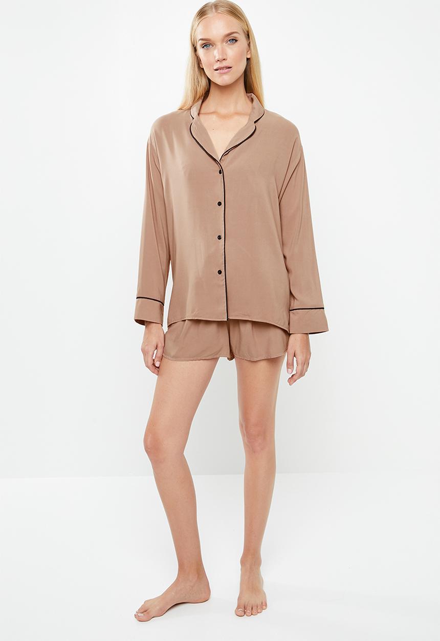 Superbalist - Sleep shirt & shorts set - neutral