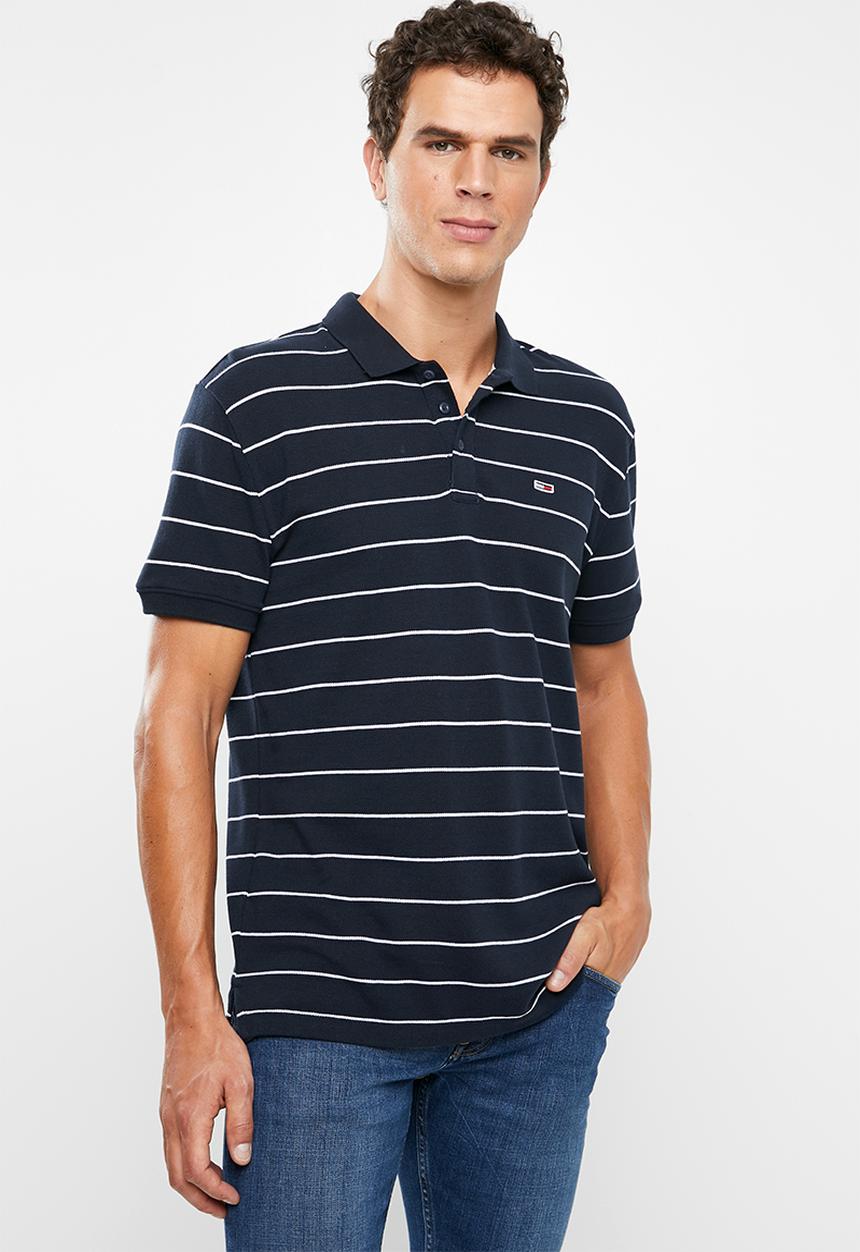 Tommy Hilfiger - Tjm essential fine stripe polo - navy & white