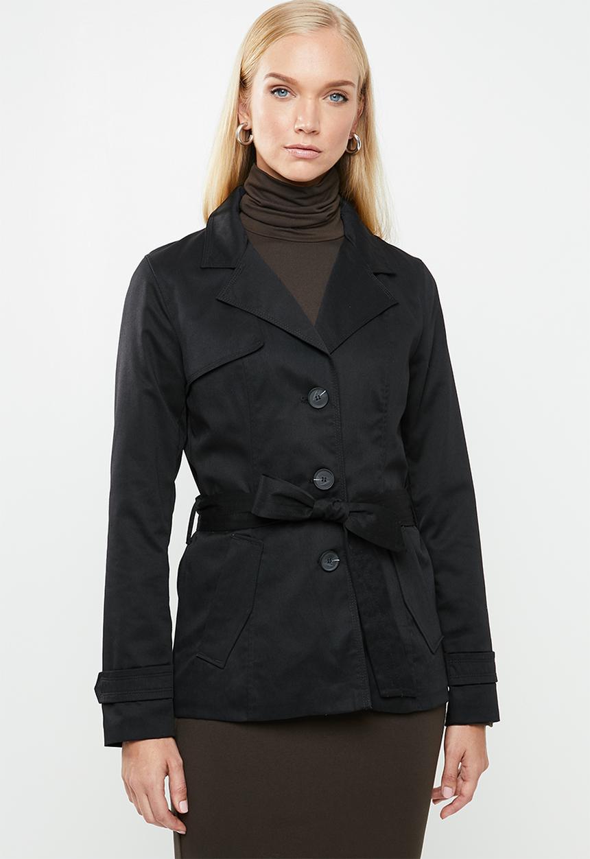 ONLY - Finesse short trench coat - black