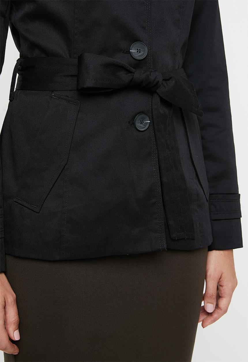 ONLY - Finesse short trench coat - black