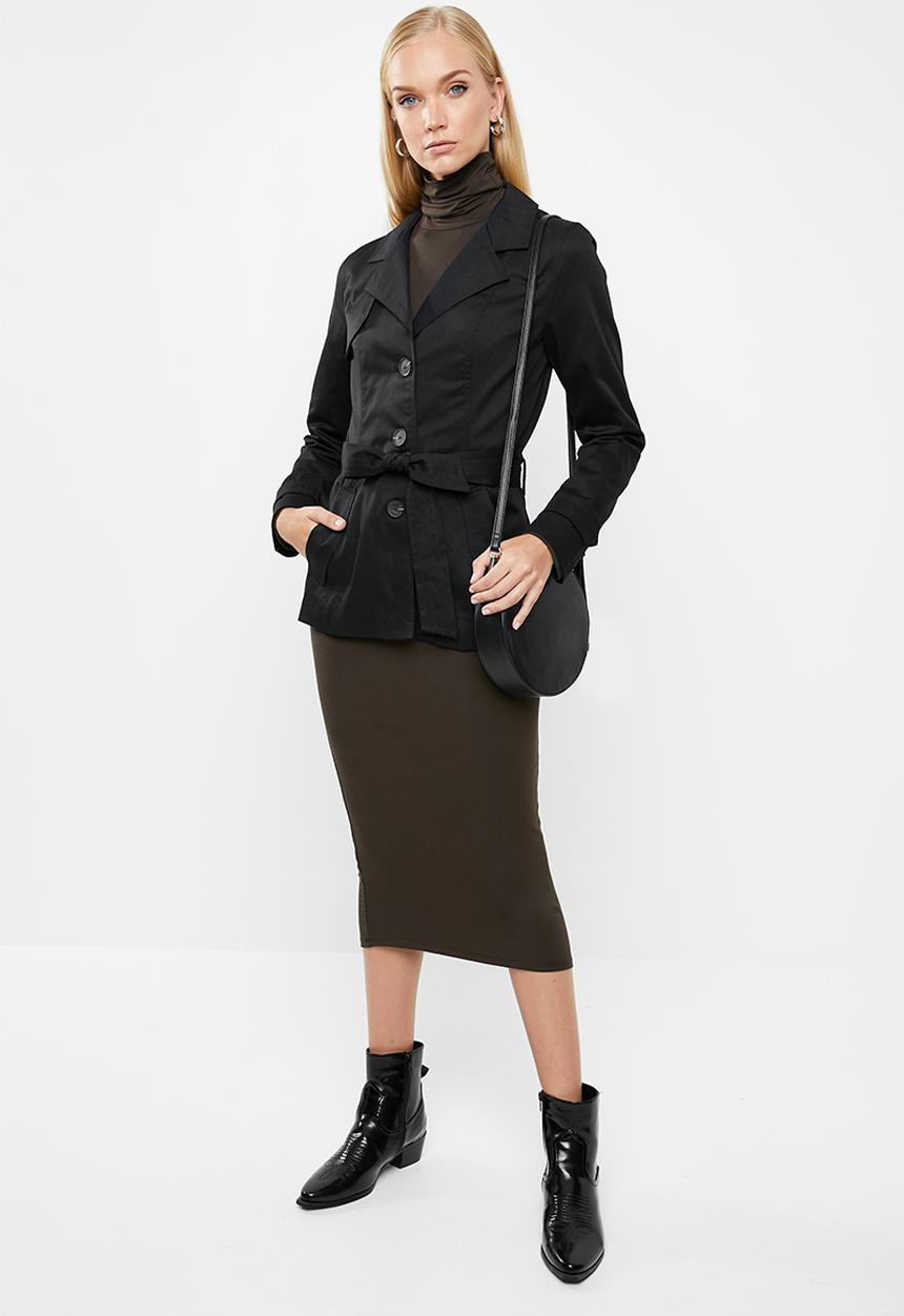ONLY - Finesse short trench coat - black