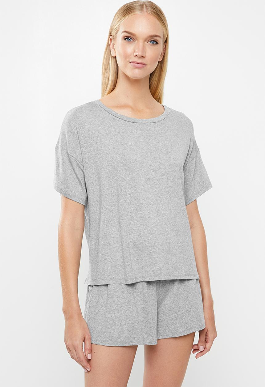 Superbalist - Sleep tee & shorts set - grey