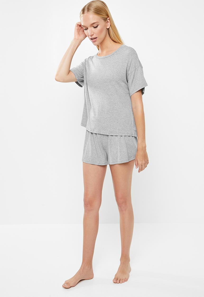 Superbalist - Sleep tee & shorts set - grey